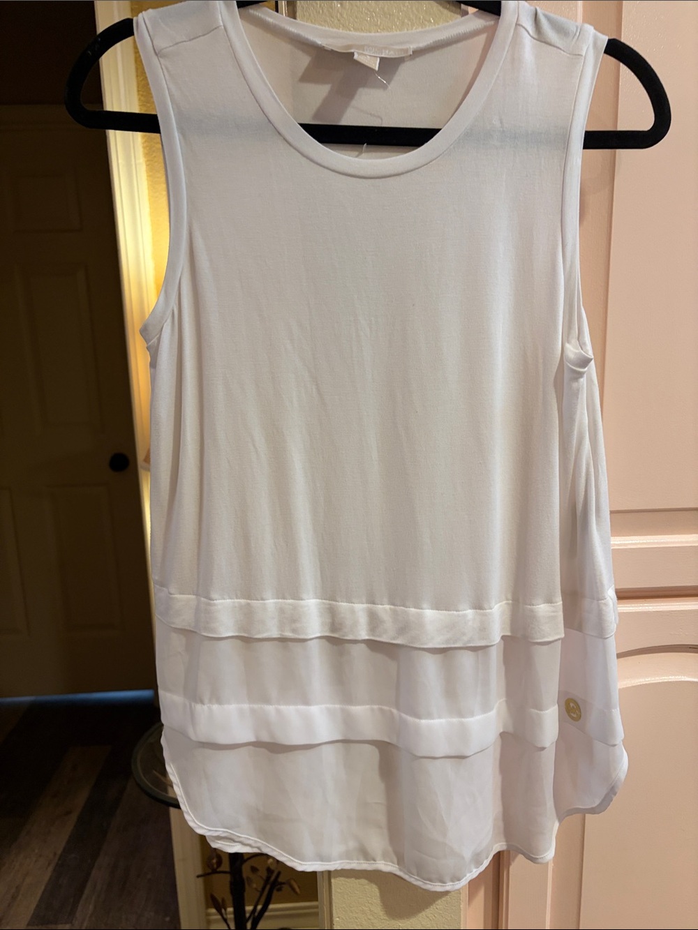 Michael Kors White Layered Sleeveless Tank